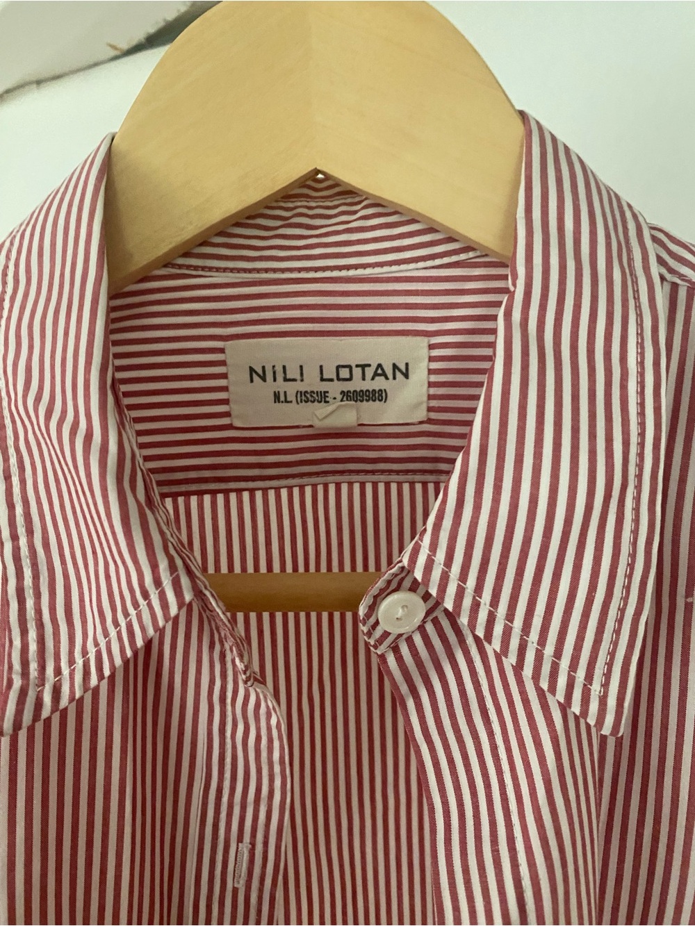 Nili Lotan  Red and White Striped Button-Down Shirt